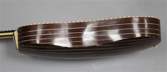 A German five double course Guitar, third quarter 17th century and later, possibly made by Fleicher 92cm long